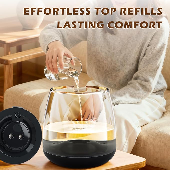 Humidifiers for Bedroom, 3 L Cool Mist Top-Fill 40H Super Long Time, 23dB Quiet, Baby Humidifier, Oil Diffuser for Large