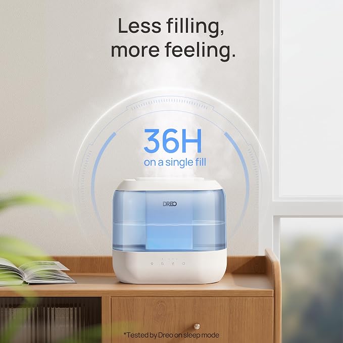 Humidifiers for Bedroom, 4L Top Fill for Large Room, 36H Runtime, 28 dB Quiet Supersized Cool Mist Air Humidifier for Baby