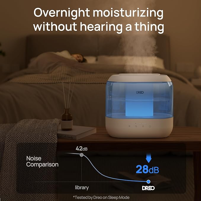 Humidifiers for Bedroom, 4L Top Fill for Large Room, 36H Runtime, 28 dB Quiet Supersized Cool Mist Air Humidifier for Baby