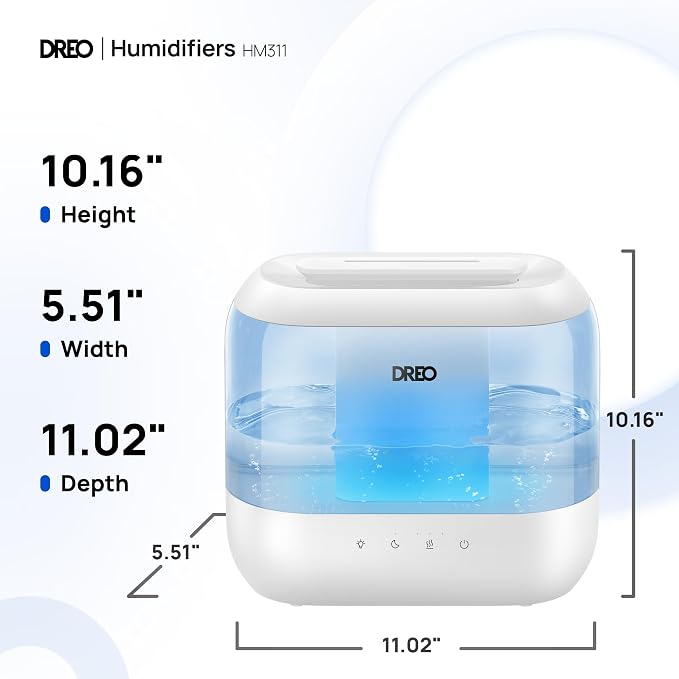 Humidifiers for Bedroom, 4L Top Fill for Large Room, 36H Runtime, 28 dB Quiet Supersized Cool Mist Air Humidifier for Baby