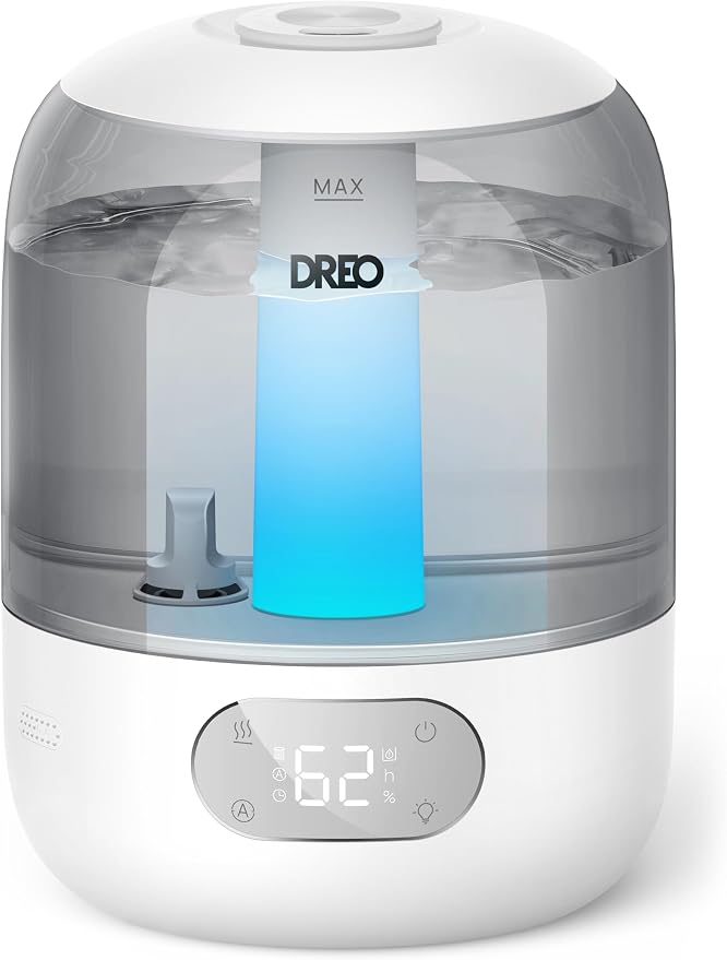 Humidifiers for Bedroom, Cool Mist Ultrasonic Humidifiers with 30Hr Runtime, Top Fill 3L Tank, Easy Clean, Humidity Sensor