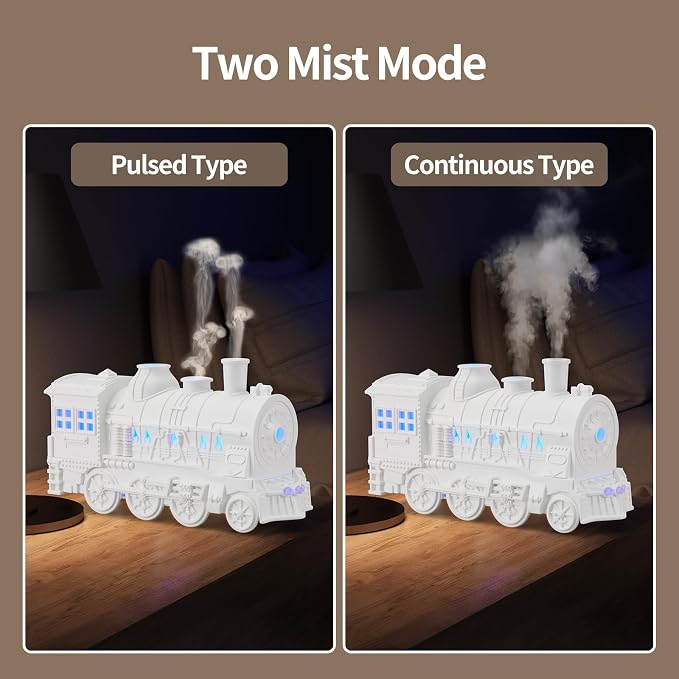 Humidifiers for Bedroom, Cool Quiet Steam Train Looking Mist Air Humidifier Diffuser for Home Baby Nursery & Plants and Auto