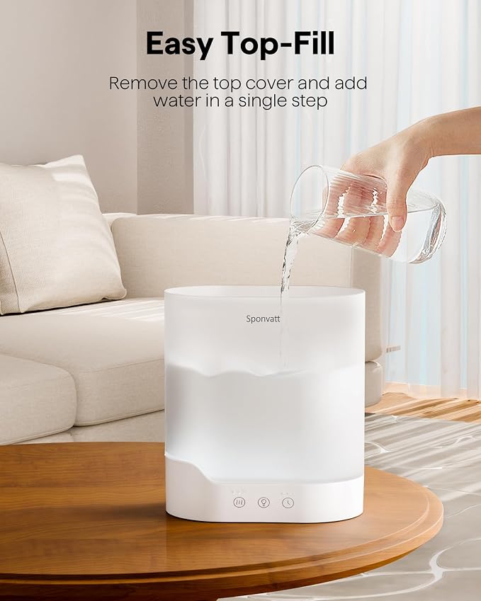Humidifiers for Bedroom Home,2.5L Top Fill Cool Mist Air Humidifier for Large Room Baby Nursery,Quiet Ultrasonic,With Oil