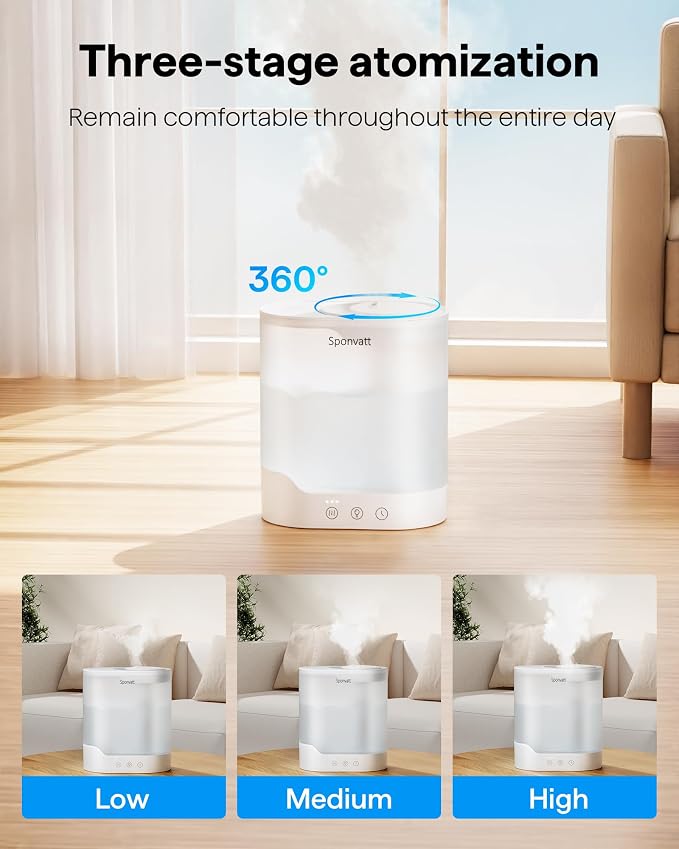 Humidifiers for Bedroom Home,2.5L Top Fill Cool Mist Air Humidifier for Large Room Baby Nursery,Quiet Ultrasonic,With Oil