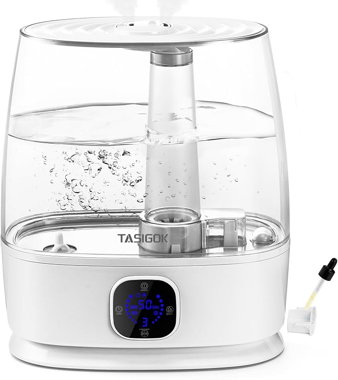 Humidifiers for Bedroom Home, 6L Cool and Warm Mist Air Humidifier for Large Room Baby Nursery, 50H Easy Clean and Top Fill