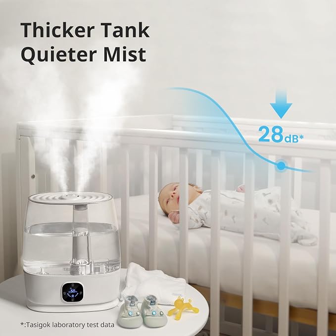 Humidifiers for Bedroom Home, 6L Cool and Warm Mist Air Humidifier for Large Room Baby Nursery, 50H Easy Clean and Top Fill