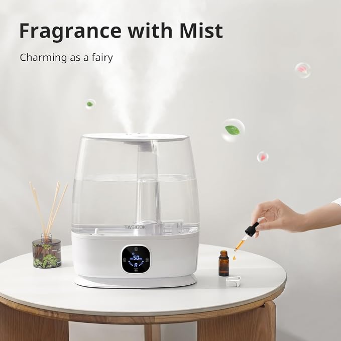 Humidifiers for Bedroom Home, 6L Cool and Warm Mist Air Humidifier for Large Room Baby Nursery, 50H Easy Clean and Top Fill