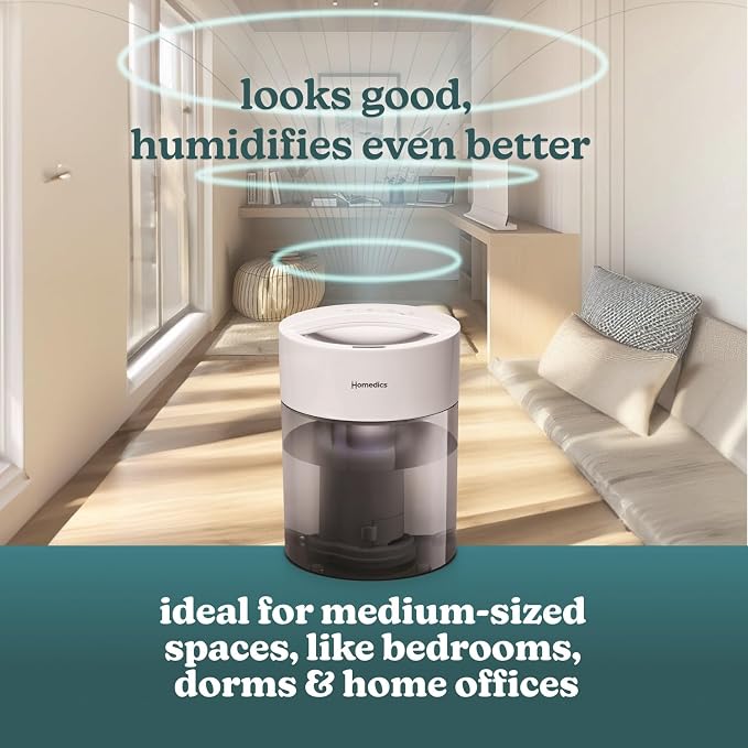 Humidifiers for Bedroom, Home, Nursery, Office and Plants. Total Comfort UV-C Ultrasonic Humidifier, Leak Resistant Design
