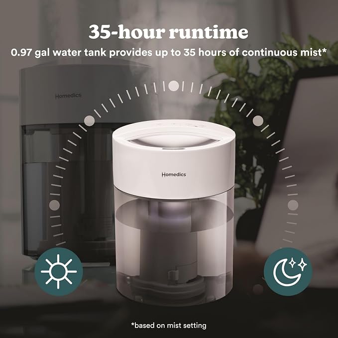 Humidifiers for Bedroom, Home, Nursery, Office and Plants. Total Comfort UV-C Ultrasonic Humidifier, Leak Resistant Design