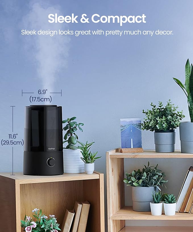 Humidifiers for Bedroom, Humidifiers for Home & Large Room, Cool Mist Humidfiers for Baby and Plant, Adjustable Mist Level