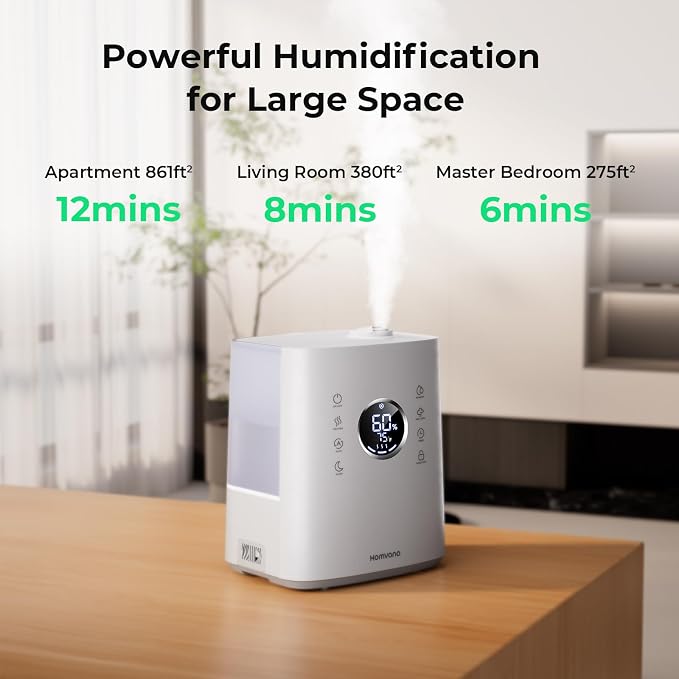 Humidifiers for Bedroom Large Room, 6.5L Top-Fill Warm & Cool 360° Rotatable Mist Ultrasonic Humidifier for Plants Baby Kids