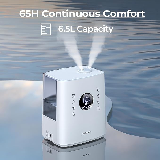 Humidifiers for Bedroom Large Room, 6.5L Top-Fill Warm & Cool 360° Rotatable Mist Ultrasonic Humidifier for Plants Baby Kids