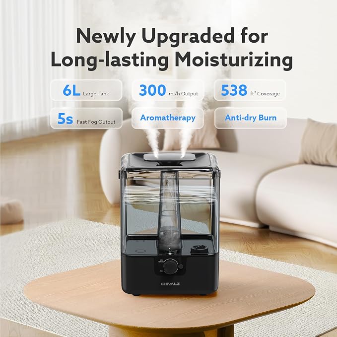 Humidifiers for Bedroom Large Room Home, 6L Cool Mist Humidifier for Baby and Plant, Oil Diffuser, alternate product view 2