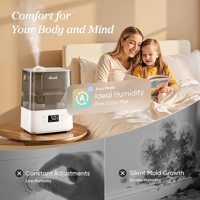 Humidifiers for Bedroom Large Room Home, (6L) Cool Mist Top Fill Essential Oil Diffuser for Baby & Plants, alternate product