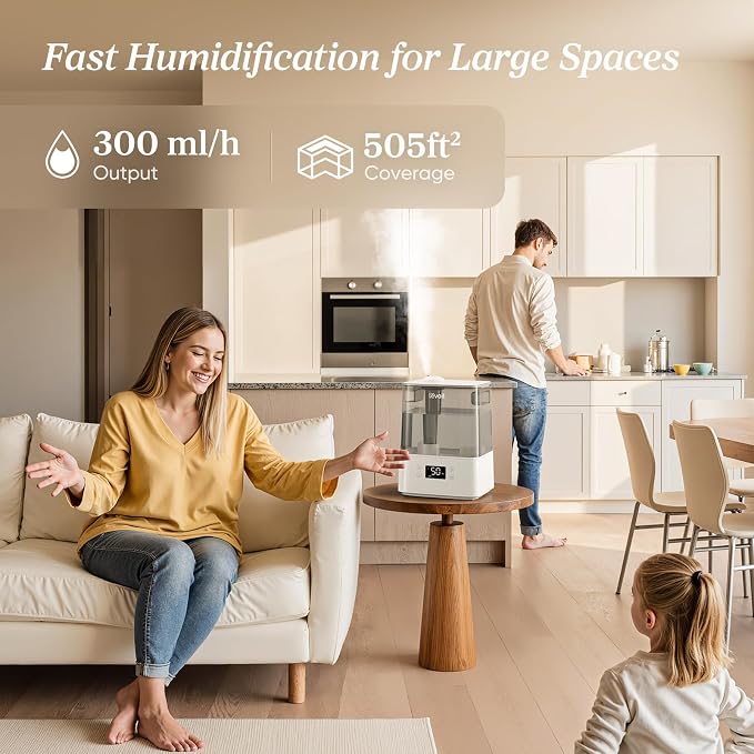 Humidifiers for Bedroom Large Room Home, (6L) Cool Mist Top Fill Essential Oil Diffuser for Baby & Plants, alternate product