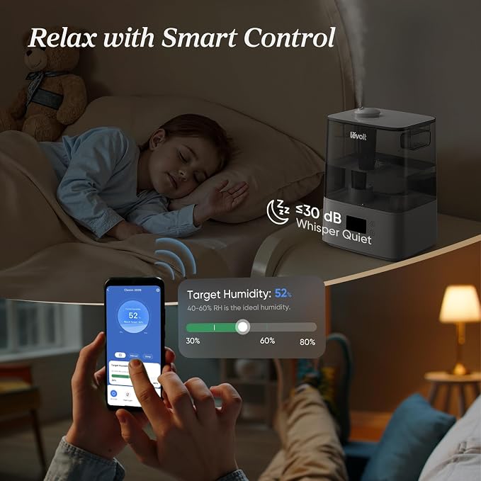Humidifiers for Bedroom Large Room Home, (6L) Cool Mist Top Fill Essential Oil Diffuser for Baby & Plants, alternate product