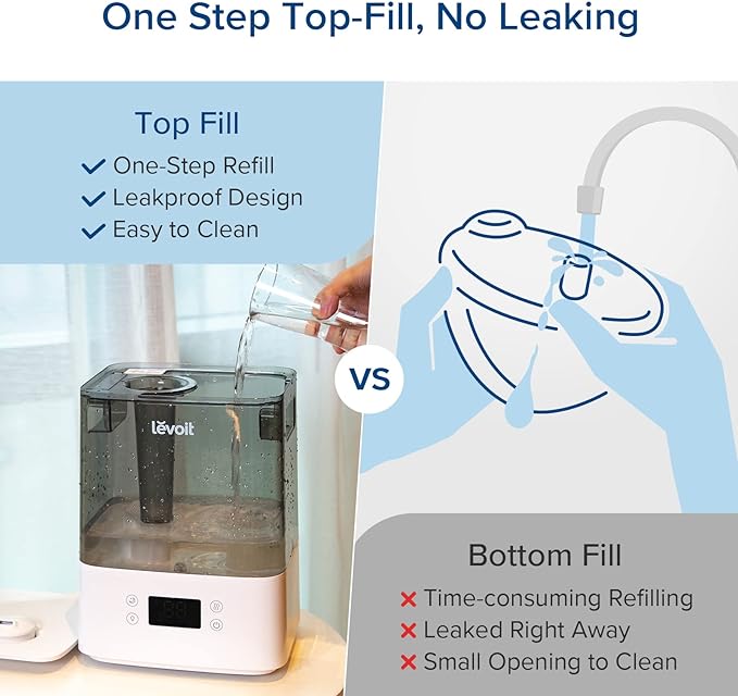 Humidifiers for Bedroom Large Room Home, (6L) Cool Mist Top Fill Essential Oil Diffuser for Baby & Plants, alternate product