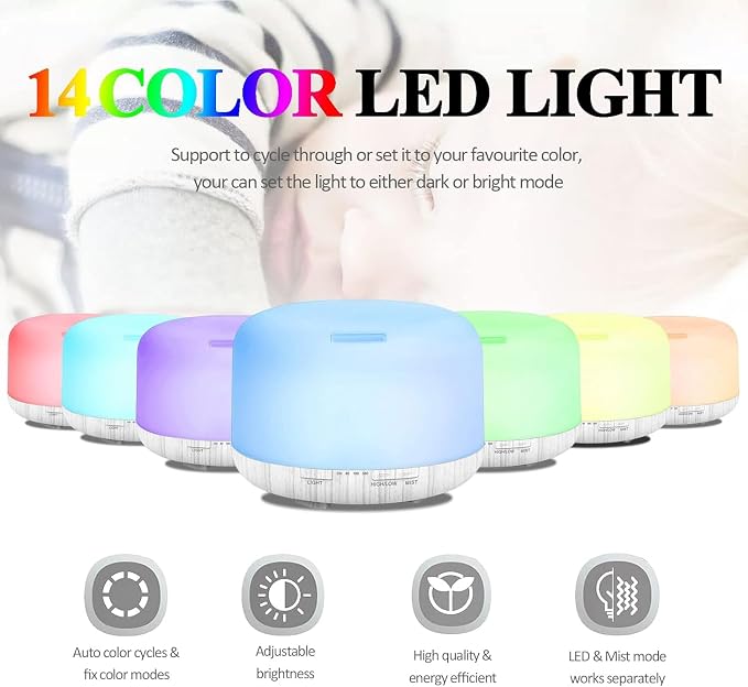 Humidifiers for Bedroom Large Room Home Baby Kids Whole House Hotel Office Desk Plant,500ml Portable Aromatherapy Essential