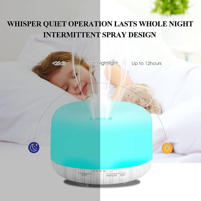 Humidifiers for Bedroom Large Room Home Baby Kids Whole House Hotel Office Desk Plant,500ml Portable Aromatherapy Essential