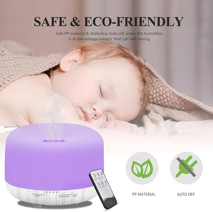 Humidifiers for Bedroom Large Room Home Baby Kids Whole House Hotel Office Desk Plant,500ml Portable Aromatherapy Essential