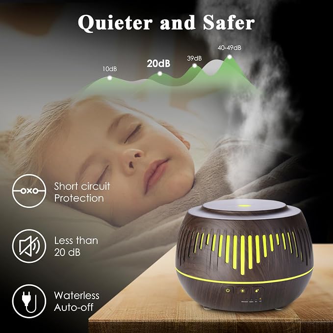 Humidifiers for Bedroom Large Room Home Whole House Baby Kids Plants,Cute Aromatherapy Diffuser 500ml Ultrasonic Cool Mist