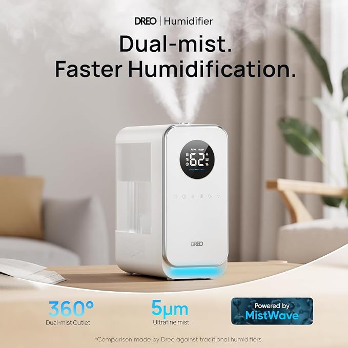 Humidifiers for Bedroom, Top-filled Smart Quiet Cool Mist Humidifier for Large Room Home, Oil Diffuser & Nightlight