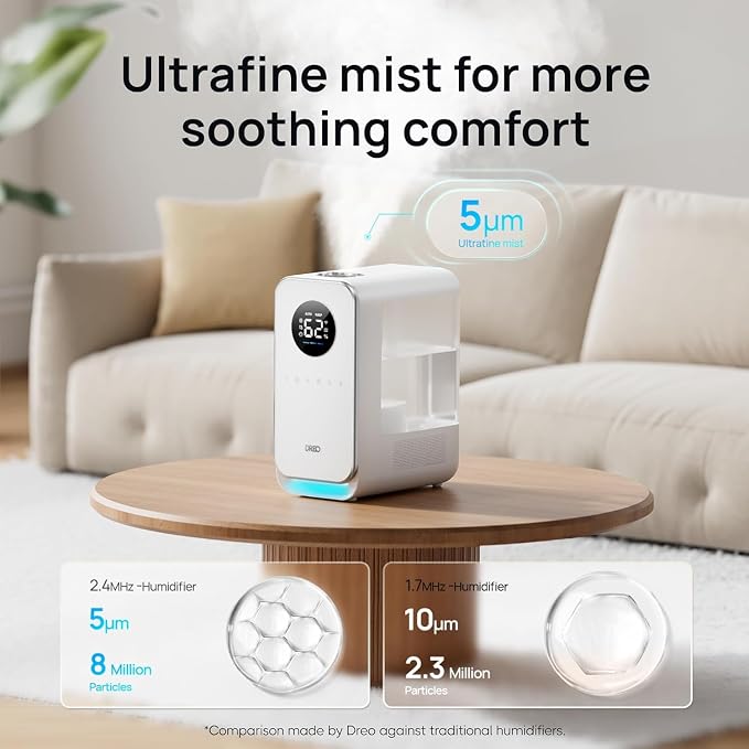 Humidifiers for Bedroom, Top-filled Smart Quiet Cool Mist Humidifier for Large Room Home, Oil Diffuser & Nightlight