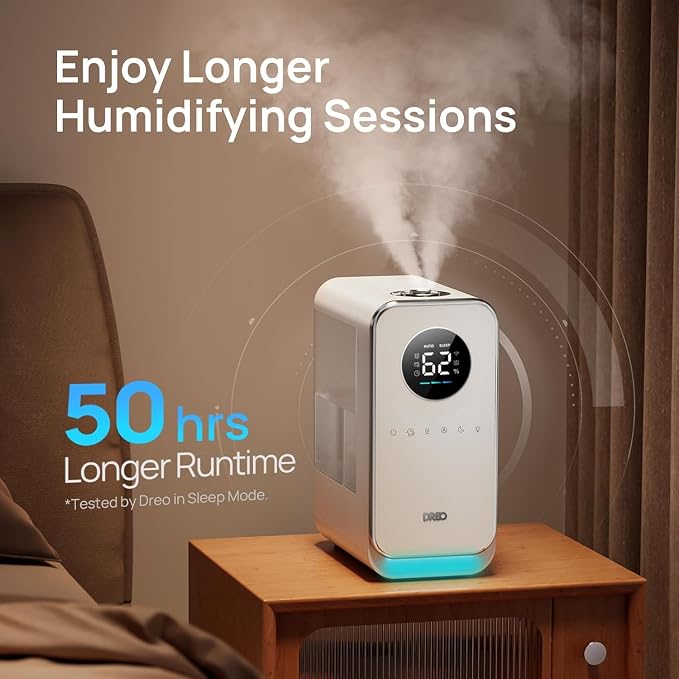 Humidifiers for Bedroom, Top-filled Smart Quiet Cool Mist Humidifier for Large Room Home, Oil Diffuser & Nightlight