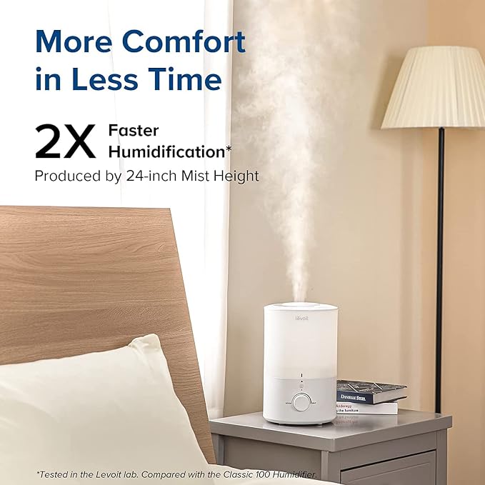 Humidifiers for Bedroom with Night Light(3L Water Tank)Cool Mist Top Fill Essential Oil Diffuser for Baby Nursery and Plants