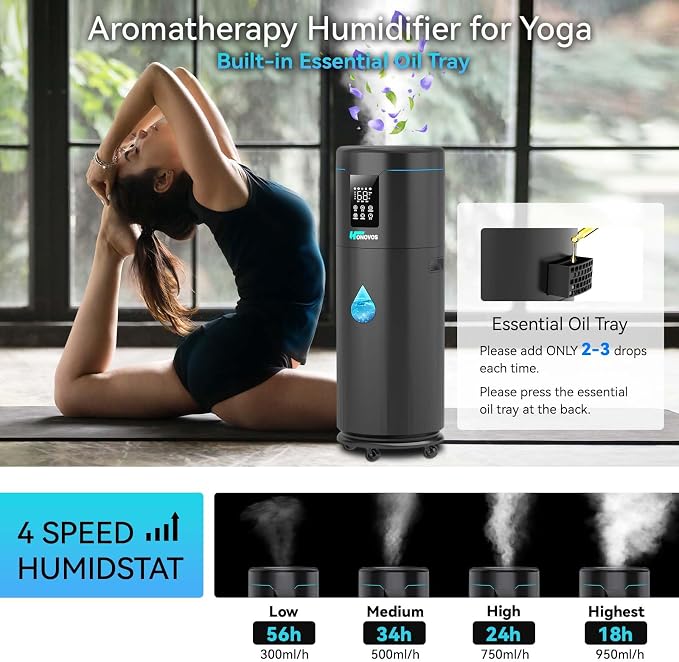 Humidifiers for Large Room Home Bedroom 2000 sq.ft. 17L/4.5Gal Large Humidifier with Extension Tube & 4 Speed Mist,Top Fill