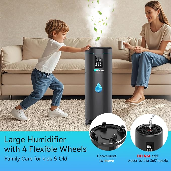 Humidifiers for Large Room Home Bedroom 2000 sq.ft. 17L/4.5Gal Large Humidifier with Extension Tube & 4 Speed Mist,Top Fill