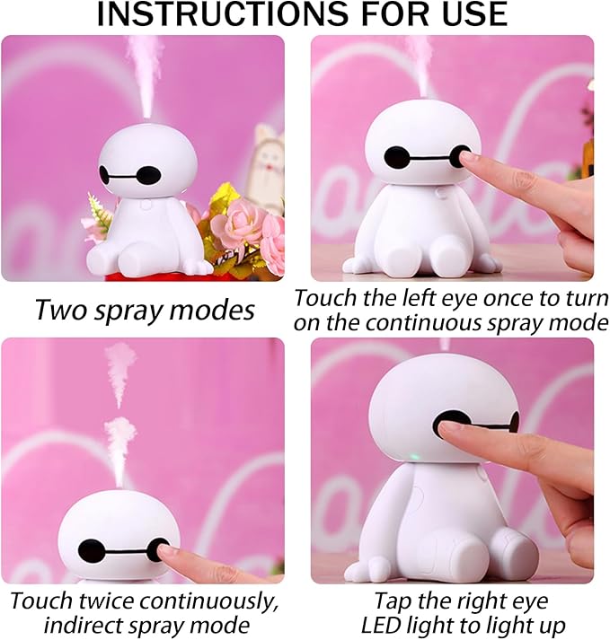 Humidifiers Portable Small Cool Mist Humidifiers Mini USB Personal Desktop for Travel, Car, Office Room, Bedroom (White)