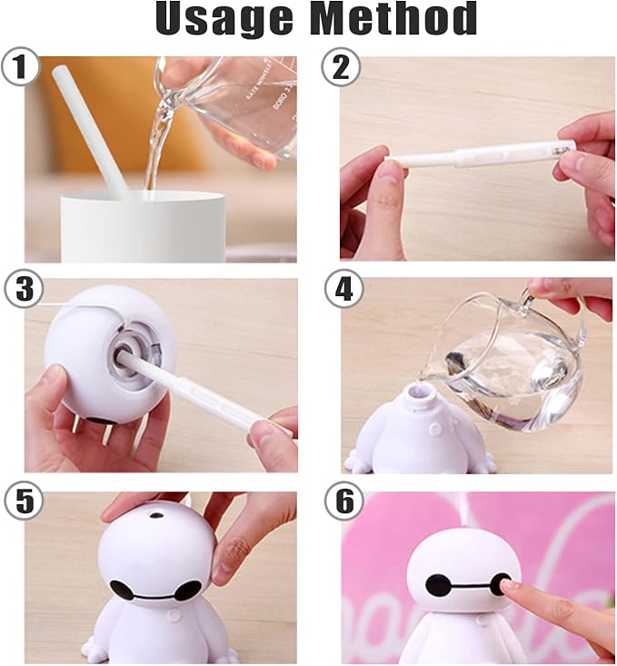 Humidifiers Portable Small Cool Mist Humidifiers Mini USB Personal Desktop for Travel, Car, Office Room, Bedroom (White)