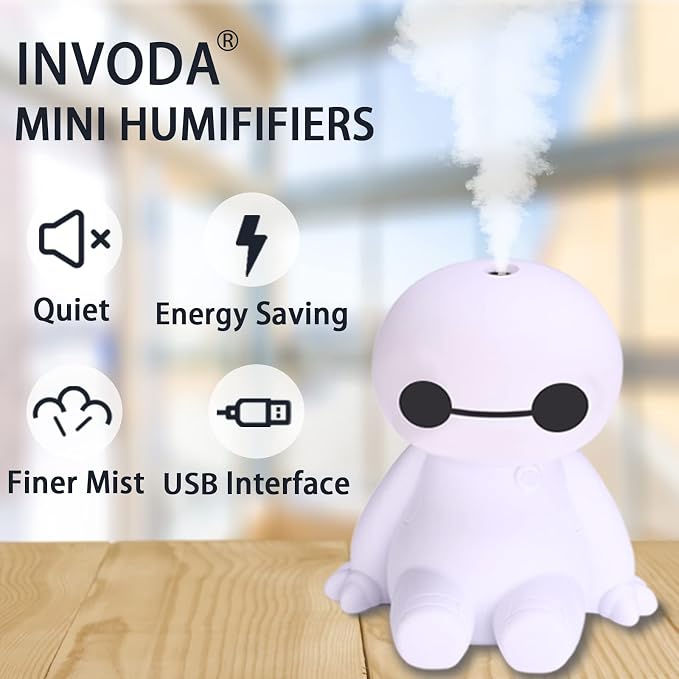 Humidifiers Portable Small Cool Mist Humidifiers Mini USB Personal Desktop for Travel, Car, Office Room, Bedroom (White)