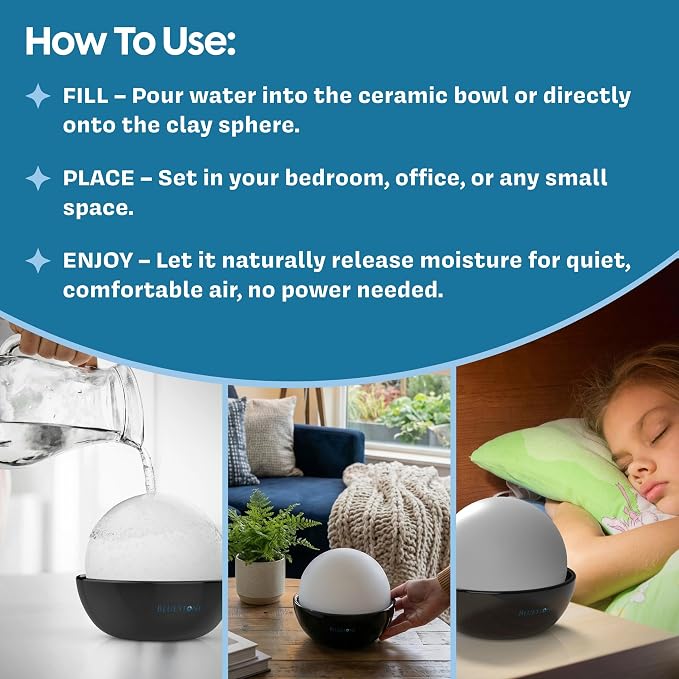 Humidifiers, Set of 2 Stone Decorative Ceramic Natural Water Humidifier, Non-Electric Battery Free for Bedrooms, alternate
