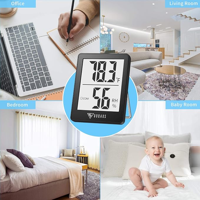 Humidity Meter, 2 Pack Room Thermometer Indoor, Hygrometer with 5s Fast Refresh, Temperature Humidity Monitor Meter for Baby