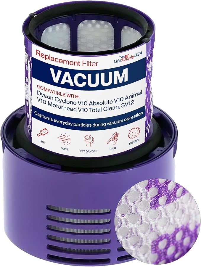 HV10 Vacuum Filter Replacement Compatible with Cyclone V10 Absolute V10 Animal V10 Motorhead V10 Total Clean, SV12