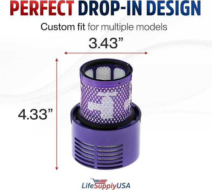 HV10 Vacuum Filter Replacement Compatible with Cyclone V10 Absolute V10 Animal V10 Motorhead V10 Total Clean, SV12