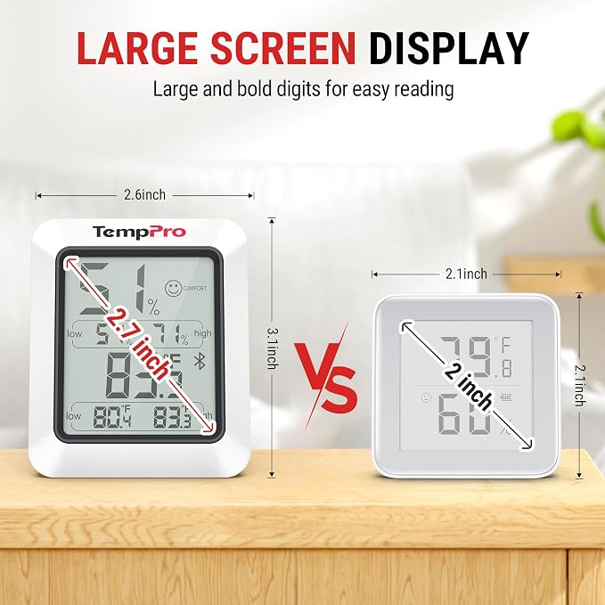Hygrometer Thermometer for House, Bluetooth Room Indoor Greenhouse Thermometer Monitor Up to 260FT, Backlit, alternate view 8