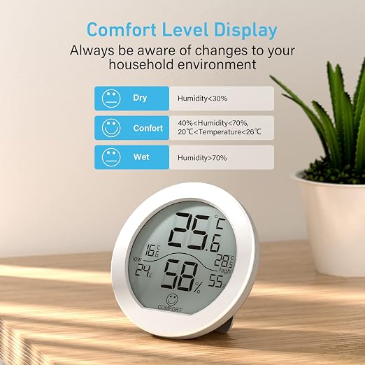 Hygrometer Thermometer for Room Temperature Humidity Meter Indoor Thermometer Accuracy Calibration LCD Temperature Sensor