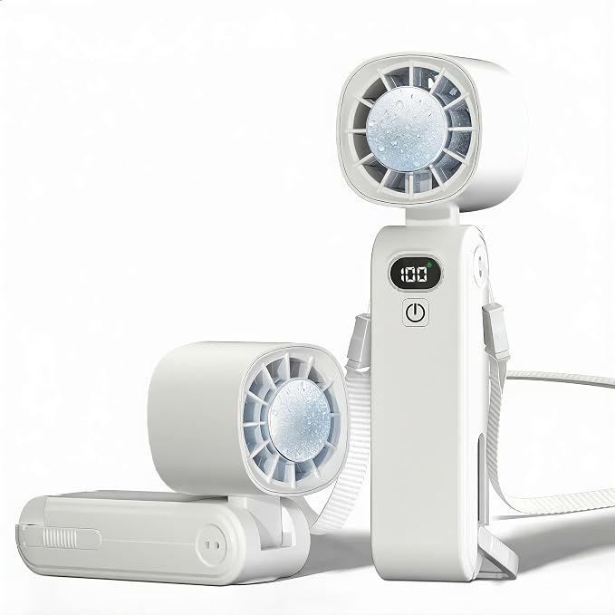 Ice Cooling Handheld Fan, Super Turbo Personal Fan that Blows Cold Air, 5000mAh Rechargeable Small Desk Fan with