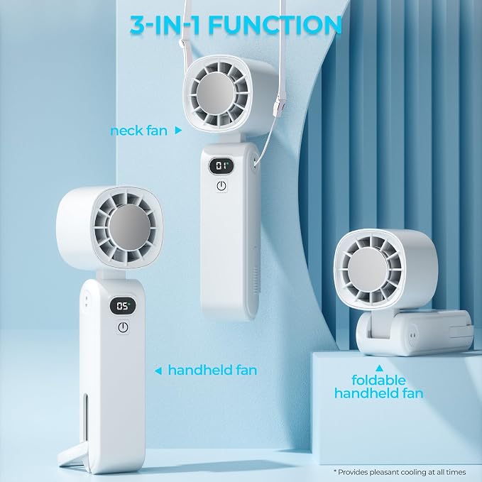Ice Cooling Handheld Fan, Super Turbo Personal Fan that Blows Cold Air, 5000mAh Rechargeable Small Desk Fan with