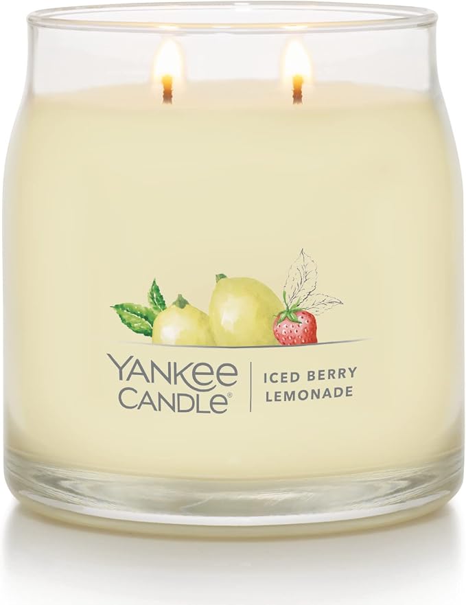 Iced Berry Lemonade Scented Signature 13oz Medium Jar 2-Wick Candle Over 35 Hours of Burn Time, alternate product view 2