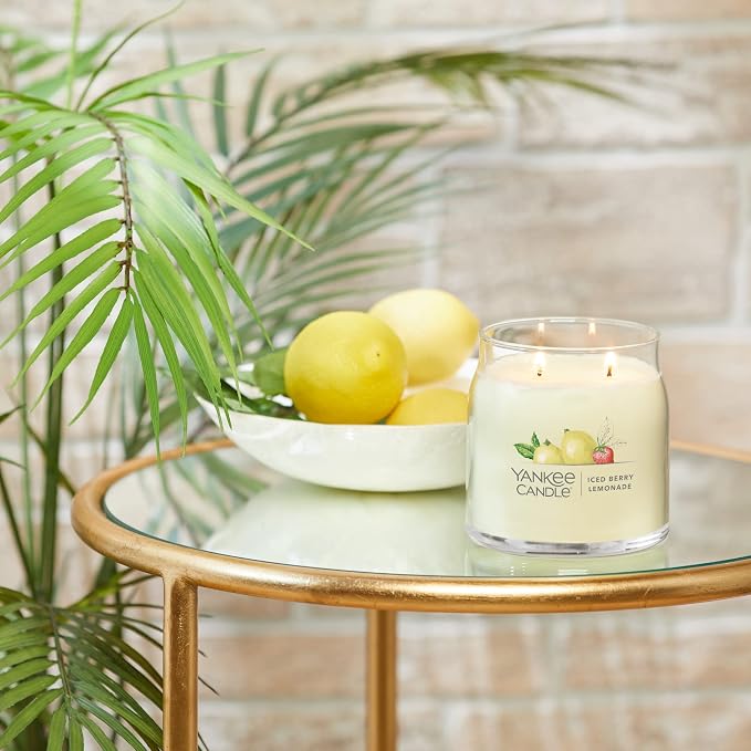 Iced Berry Lemonade Scented Signature 13oz Medium Jar 2-Wick Candle Over 35 Hours of Burn Time, alternate product view 4