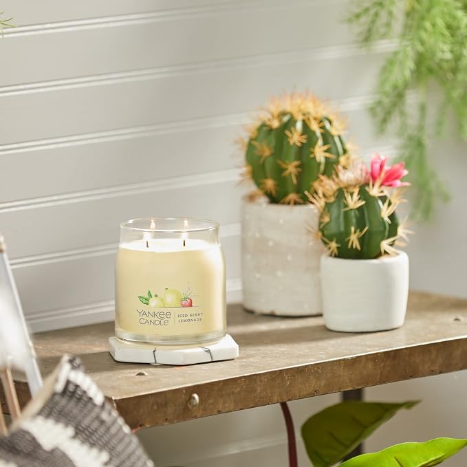 Iced Berry Lemonade Scented Signature 13oz Medium Jar 2-Wick Candle Over 35 Hours of Burn Time, alternate product view 5