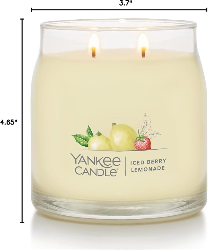 Iced Berry Lemonade Scented Signature 13oz Medium Jar 2-Wick Candle Over 35 Hours of Burn Time, alternate product view 7
