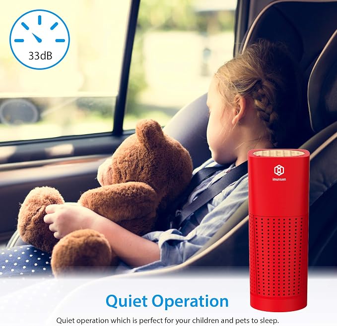IMUNSEN M-003R True HEPA 13 Filter Air Purifier for Car, Desk, and Office with Carbon Deodorization Filter, 4-Stage