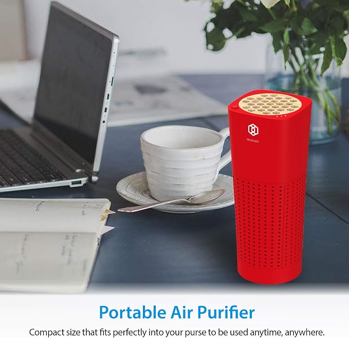 IMUNSEN M-003R True HEPA 13 Filter Air Purifier for Car, Desk, and Office with Carbon Deodorization Filter, 4-Stage