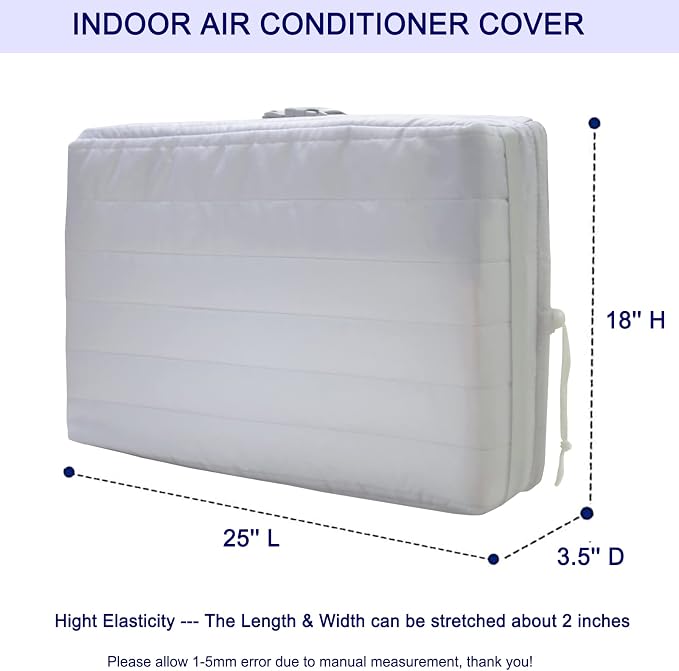 Indoor Air Conditioner Cover for Window Units, Inside Window AC Cover for Winter, fits up to 25"x 18" x 3.5"(Light Gray)