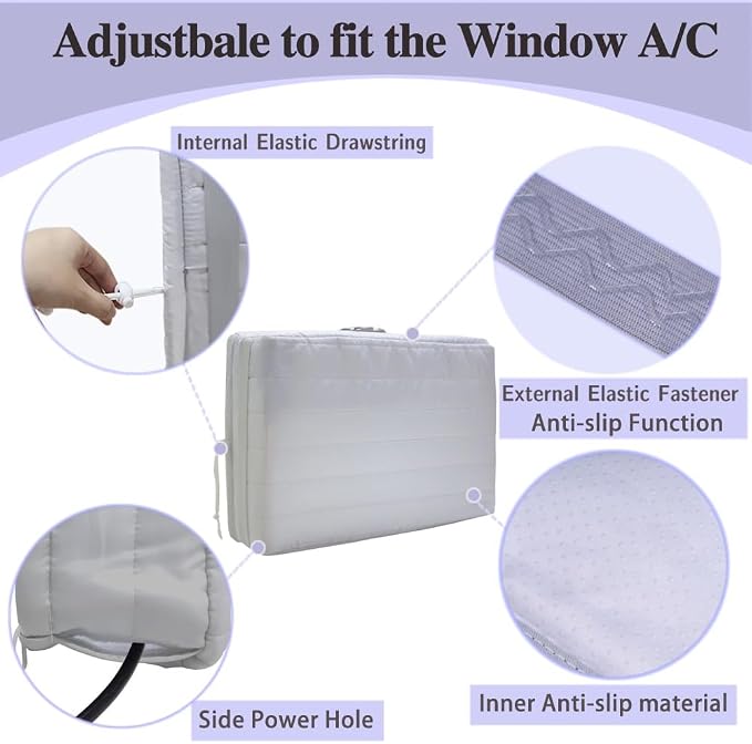 Indoor Air Conditioner Cover for Window Units, Inside Window AC Cover for Winter, fits up to 25"x 18" x 3.5"(Light Gray)